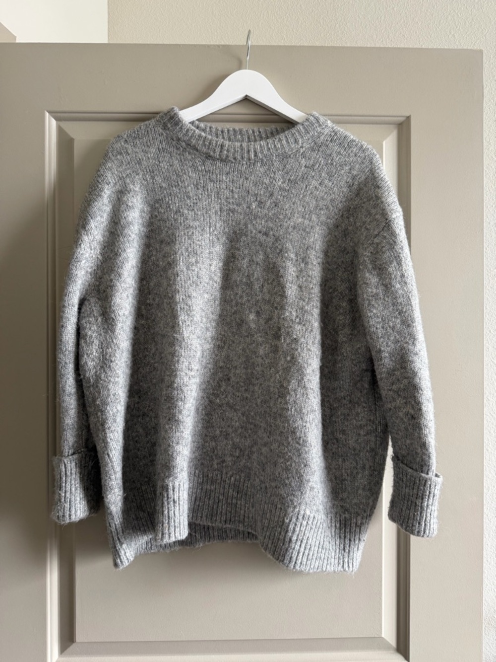 ASOS DESIGN wool blend oversized jumper with crew neck in grey